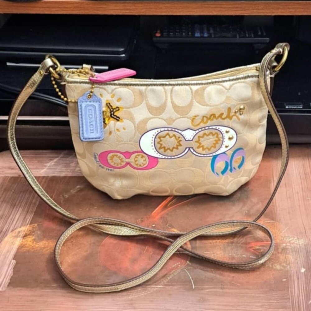 Coach Gold and Pink Crossbody Bag
